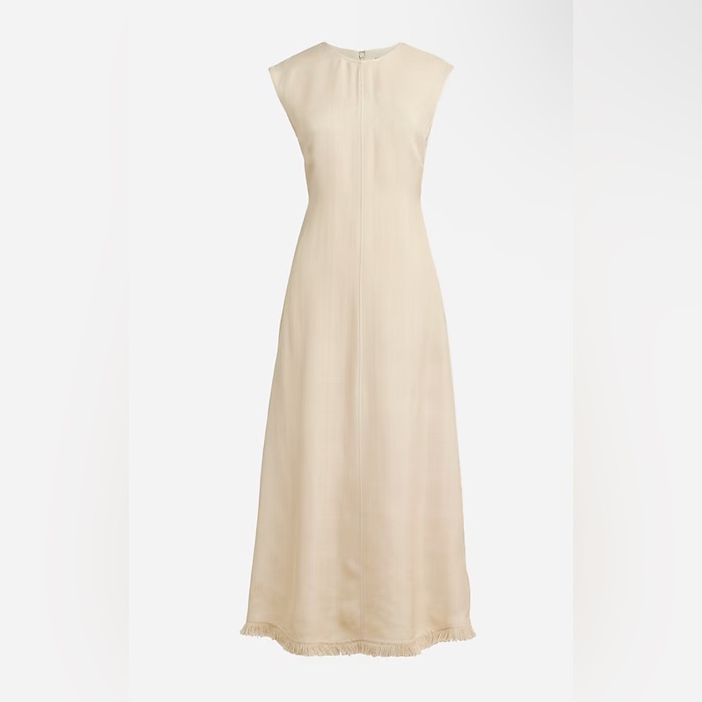 J. Crew Fringe-trim dress in glossy twill